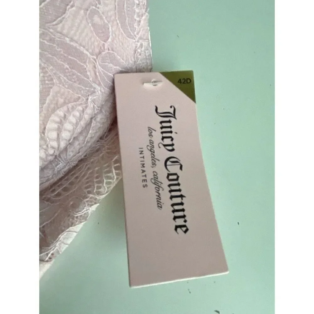 Juicy Couture Sexy T-Shirt Bra Glam Lace Sz 42D Smoky Pink Underwire JC6913E NEW